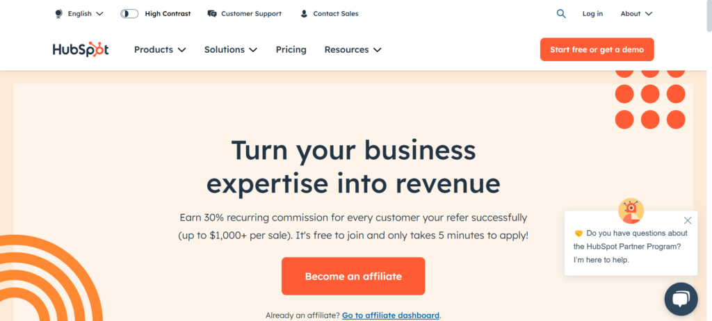 hubspot affilate program